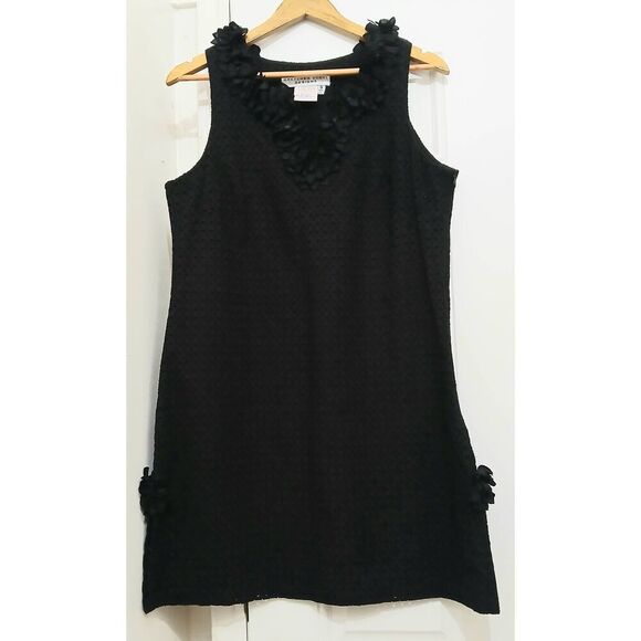 Gretchen Scott Womens Small eyelets black shift dress - Picture 1 of 7